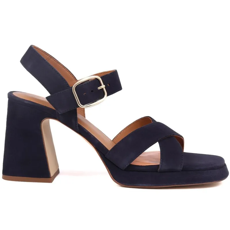 Gladiola2 Leather Platform Sandals - GLADIOLA2 / 325 048 - Navy sold by Jones Bootmaker