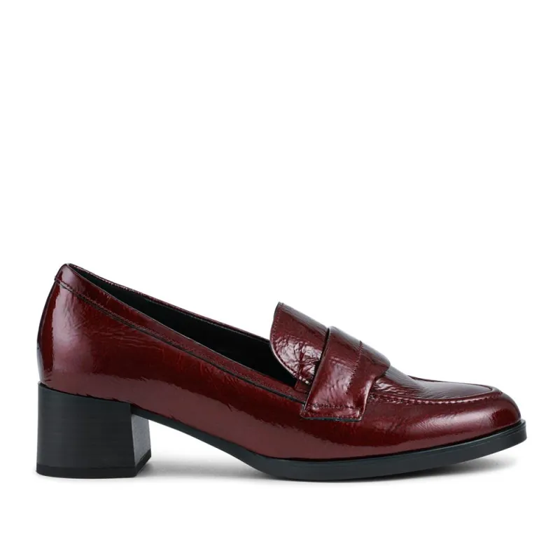 Fame Gabor Leather Heeled Penny Loafers - GAB42503 / 327 742 - Burgundy Patent sold by Jones Bootmaker