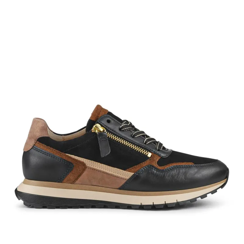 Hollywell Gabor Leather Zip & Lace Trainers - GAB42502 / 327 741 - Brown Multi made by Jones Bootmaker