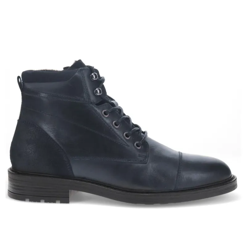 Dusseldorf Leather Lace-Up Boots - DUSSELDORF / 323 686 - Navy sold by Jones Bootmaker