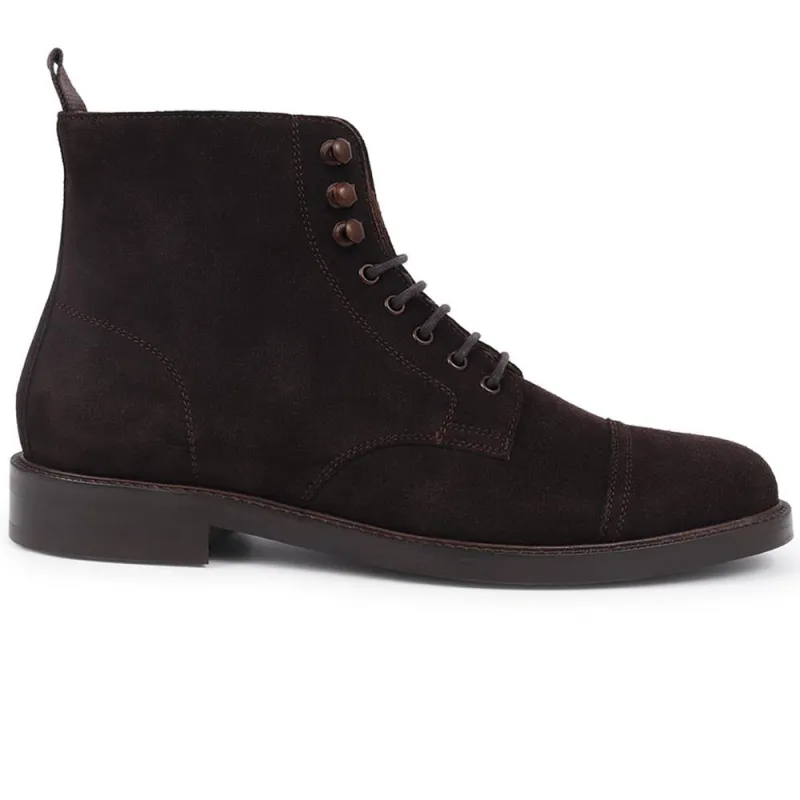 Finch Leather Lace-Up Boots - FINCH / 325 742 - Dark Brown Suede sold by Jones Bootmaker