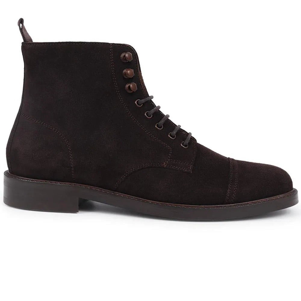Finch Leather Lace-Up Boots - FINCH / 325 742 - Dark Brown Suede sold by Jones Bootmaker