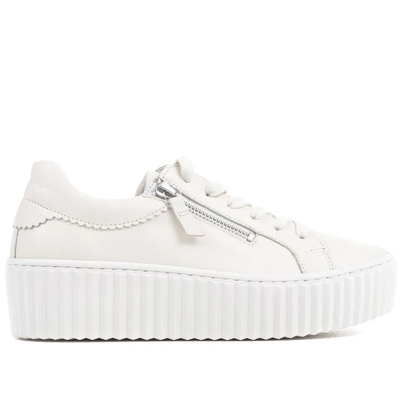 Dolly Leather Platform Trainers - GAB35502 / 321 585 - Cream made by Jones Bootmaker