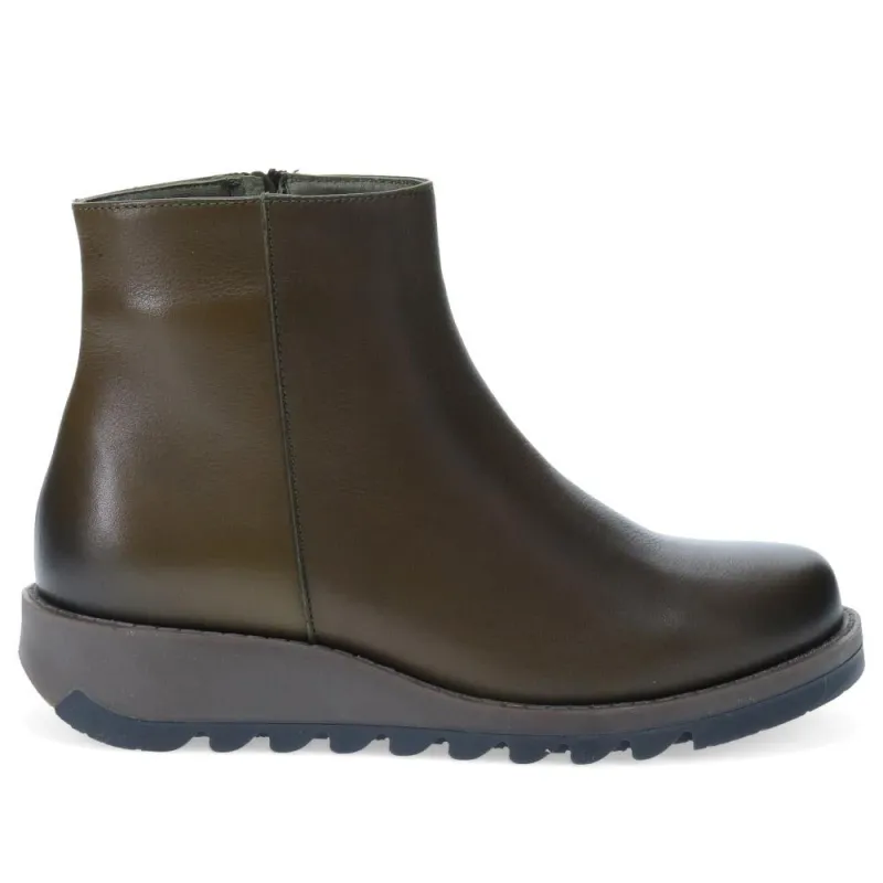 Mariane Leather Wedge Ankle Boots - MARIANE / 324 330 - Dark Olive sold by Jones Bootmaker