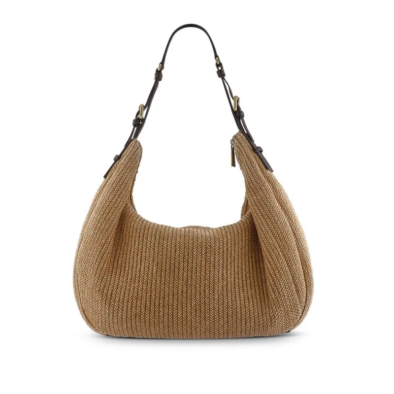 Waves Zipped Leather Shoulder Bag - WAVES / 327 326 - Raffia sold by Jones Bootmaker