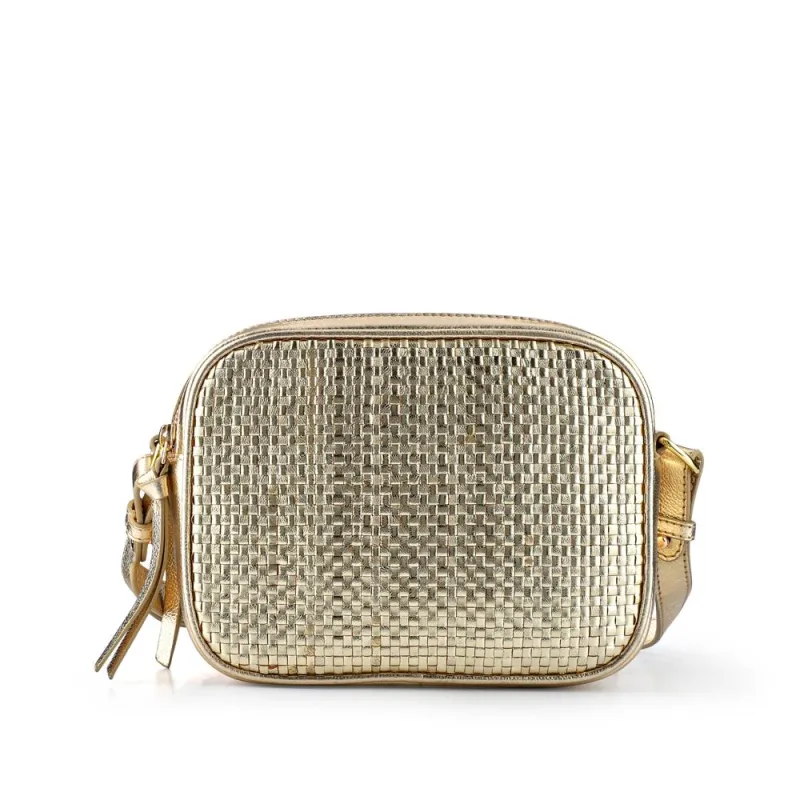 Valeria Leather Cross-Body Bag - VALERIA / 327 631 - Gold made by Jones Bootmaker