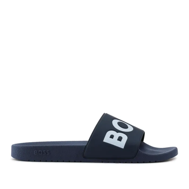 Hugo Boss Italian-Made Slides - HUGO41500 / 327 620 - Navy-White sold by Jones Bootmaker