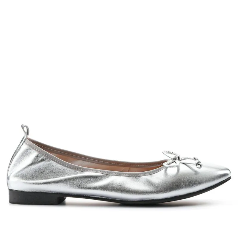 Opaline Bow-Detailed Leather Pumps - OPALINE / 327 600 - Silver sold by Jones Bootmaker