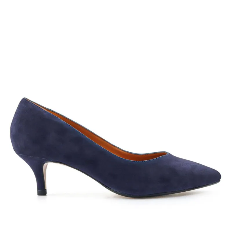 Yulia Leather Stiletto-Heeled Court Shoes - YULIA / 327 598 - Navy Suede sold by Jones Bootmaker