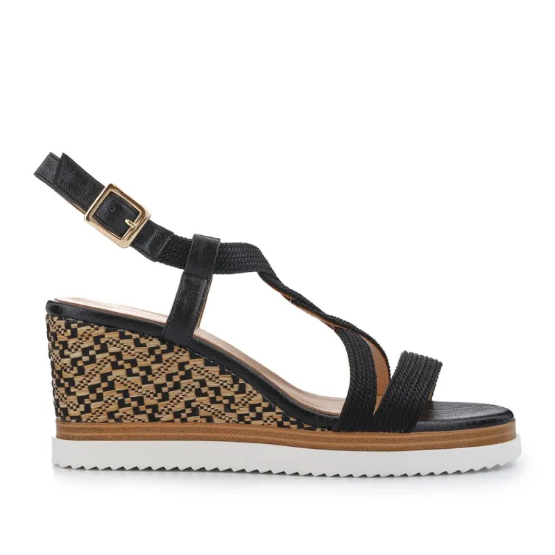 Smart Wedge-Heeled Sandals - SINO41502 / 327 595 - Black sold by Jones Bootmaker