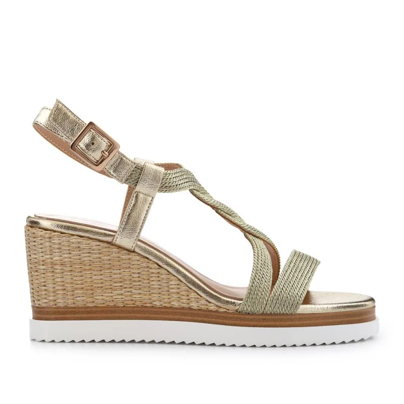 Smart Wedge-Heeled Sandals - SINO41502 / 327 595 - Gold sold by Jones Bootmaker