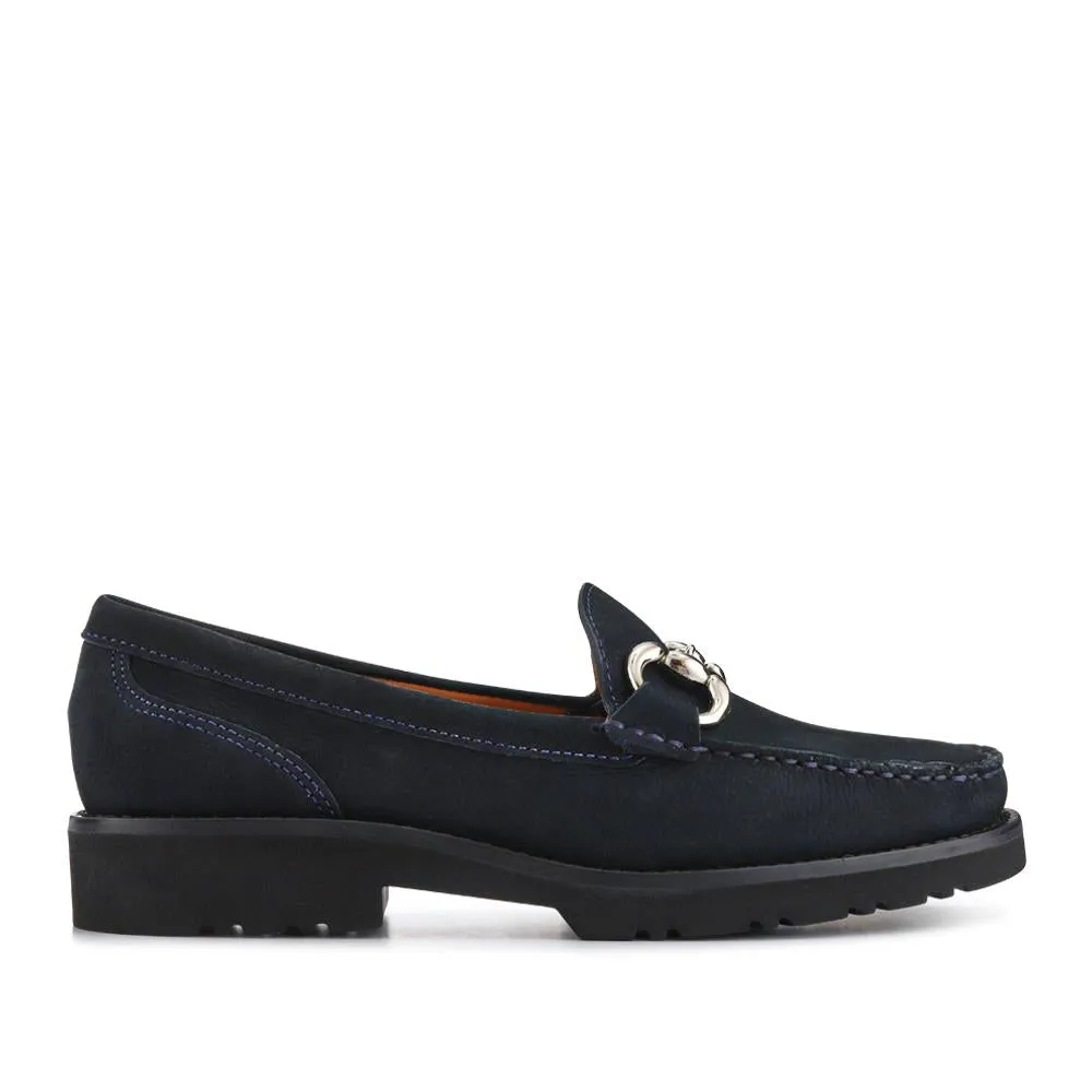 Orlana Leather Slip-On Moccasins - ORLANA / 327 593 - Navy sold by Jones Bootmaker