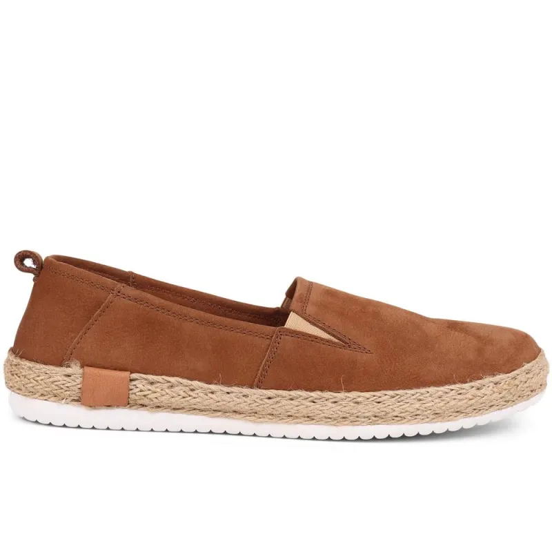 Milan Leather Espadrille Flats - MILAN / 320 085 - Tan sold by Jones Bootmaker