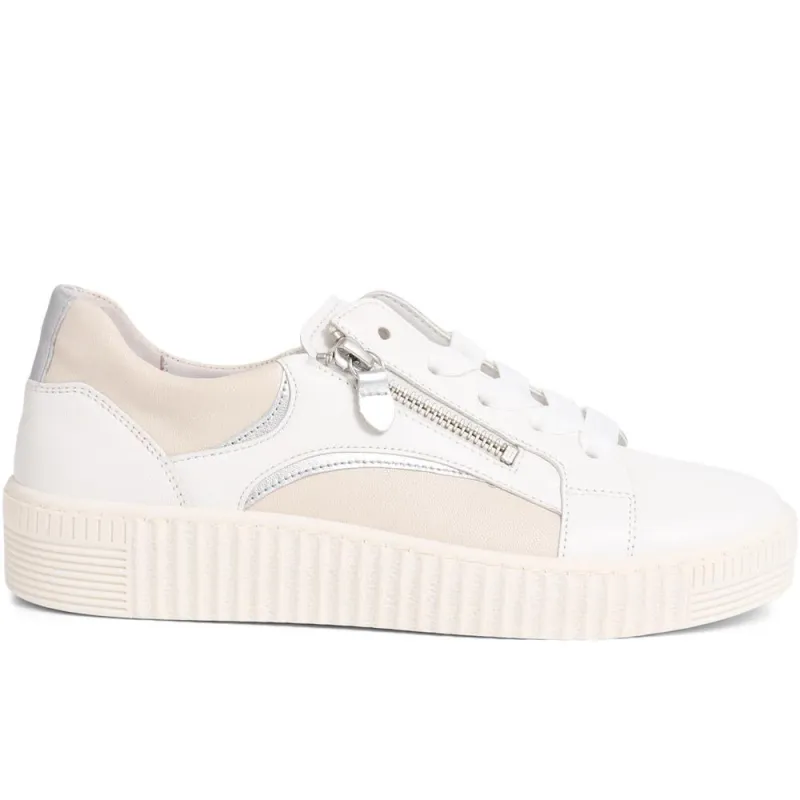 Wemo Lace-Up Leather Trainers - GAB37517 / 323 536 - White-Beige sold by Jones Bootmaker