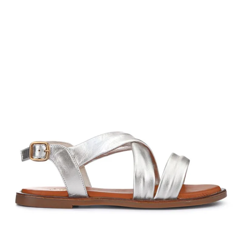 Haliwide Leather Wide-Fitting Sandals  - HALIWIDE / 327 490 - Silver sold by Jones Bootmaker