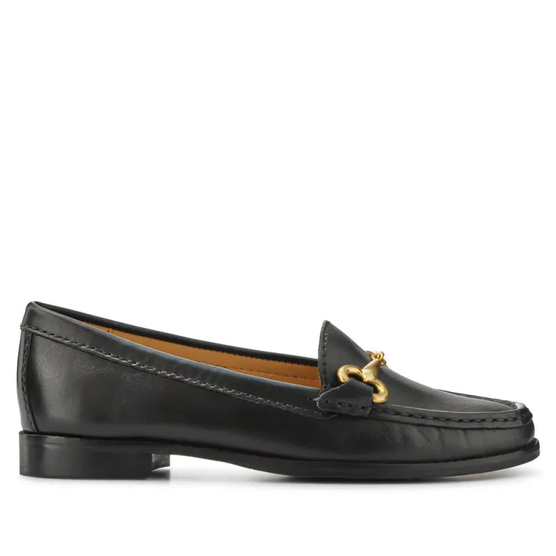Lorella Leather Heeled Loafers - LORELLA / 327 456 - Black Leather sold by Jones Bootmaker