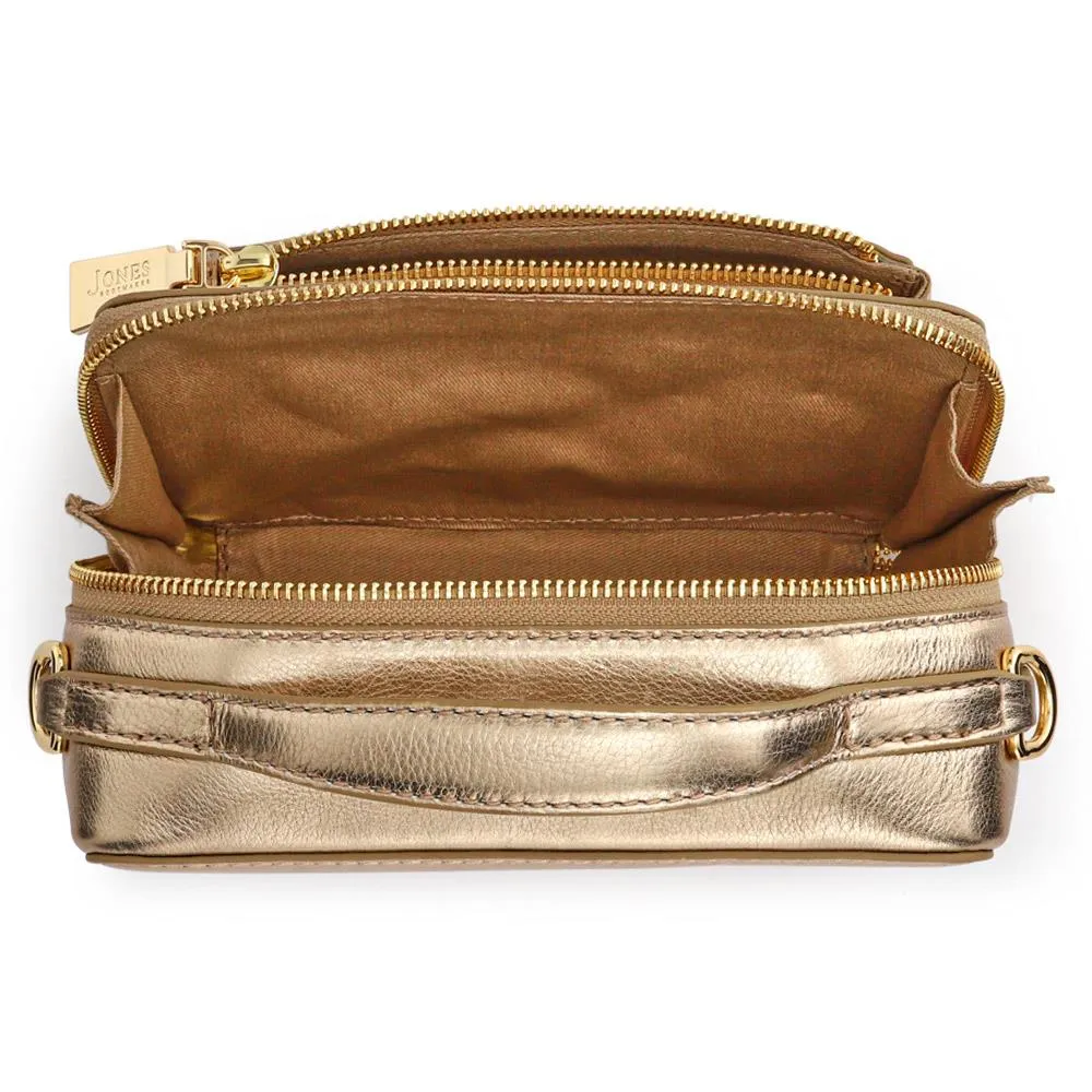 Waldorf Leather Zip-Up Handbag - WALDORF / 327 324 - Gold sold by Jones Bootmaker product image thumbnail 3