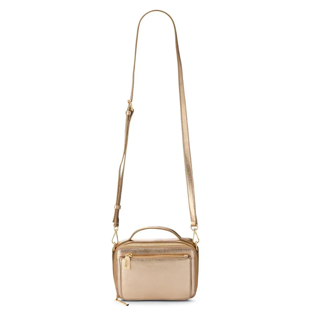 Waldorf Leather Zip-Up Handbag - WALDORF / 327 324 - Gold sold by Jones Bootmaker