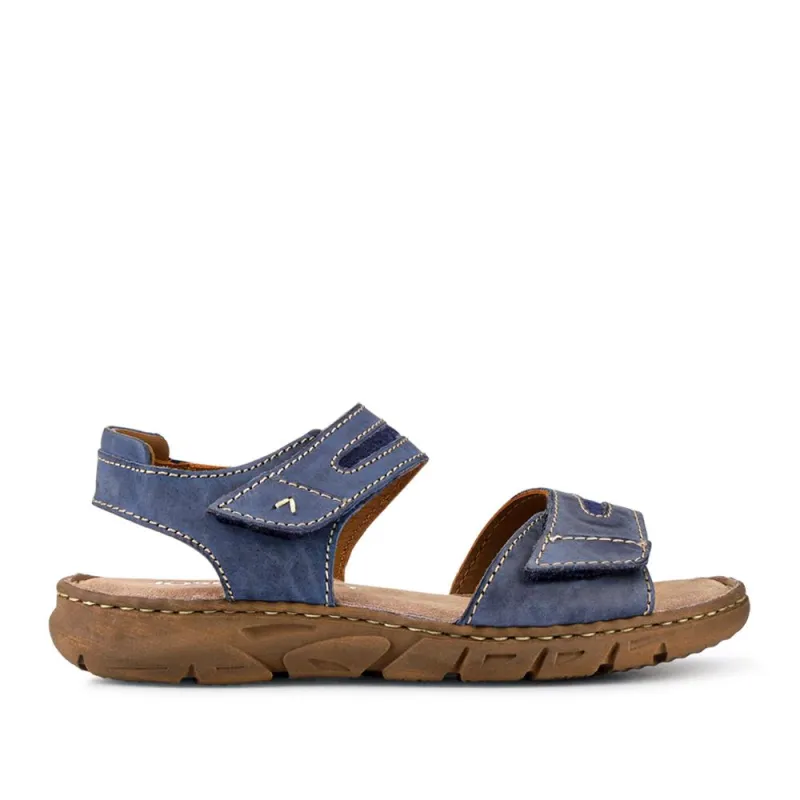 Dual Touch-Fastening Leather Sandals - JOSEF41519 / 327 246 - Blue sold by Jones Bootmaker