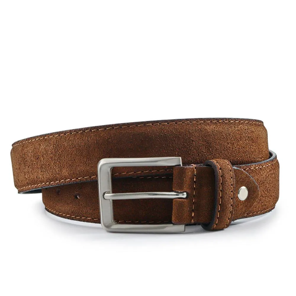 Unison Leather Belt - UNISON / 327 155 - Dark Brown Suede sold by Jones Bootmaker