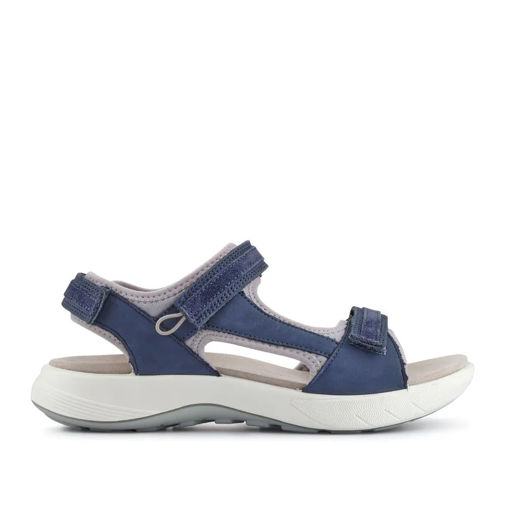 Leather Dual Touch-Fasten Sandals - LEGER41504 / 327 121 - Blue sold by Jones Bootmaker