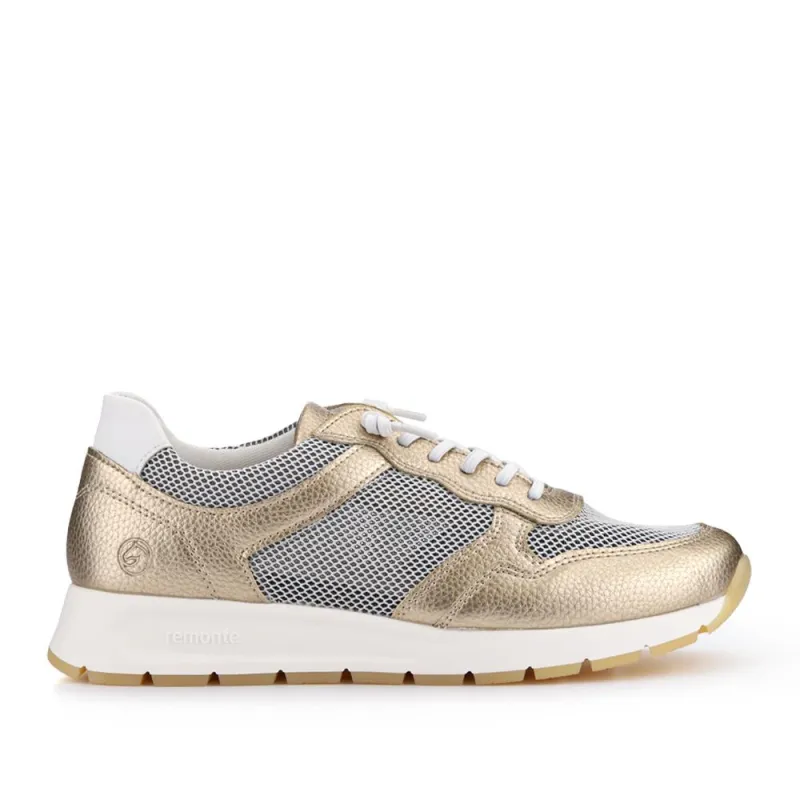 Leather Wedge-Heeled Trainers - DRS41516 / 327 091 - Gold made by Remonte
