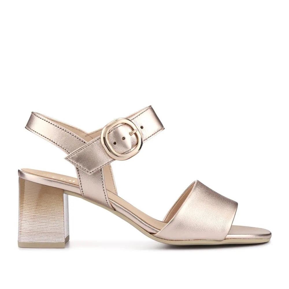 Kruger Smart Leather Block-Heeled Sandals - GAB41516 / 327 010 - Metallic Beige sold by Jones Bootmaker