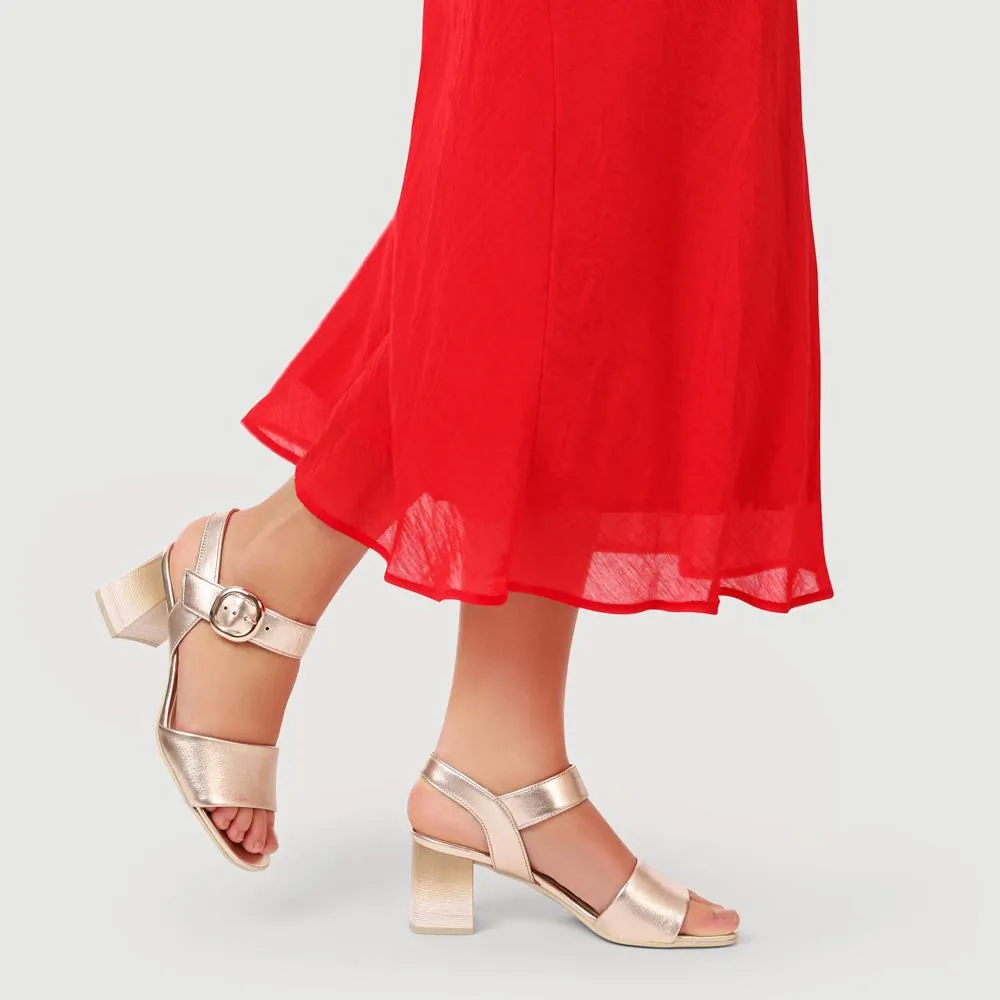 Kruger Smart Leather Block-Heeled Sandals - GAB41516 / 327 010 - Metallic Beige sold by Jones Bootmaker product image thumbnail 5