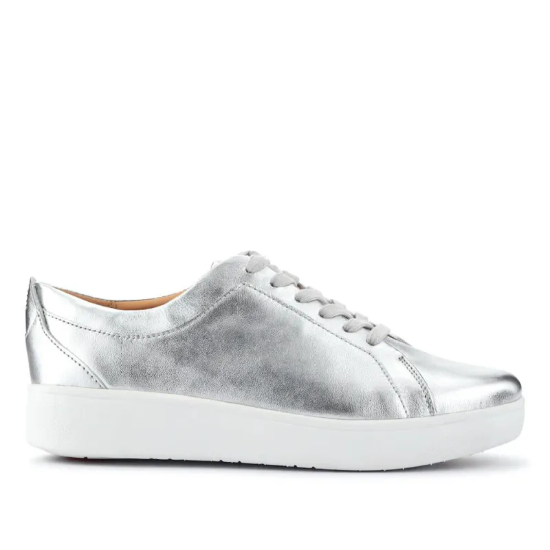 Leather Lace-Up Trainers - FITF41505 / 327 059 - Silver sold by Jones Bootmaker