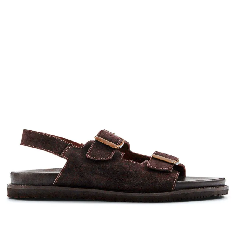 Wendover Casual Leather Sandals - WENDOVER / 327 022 - Dark Brown Suede sold by Jones Bootmaker