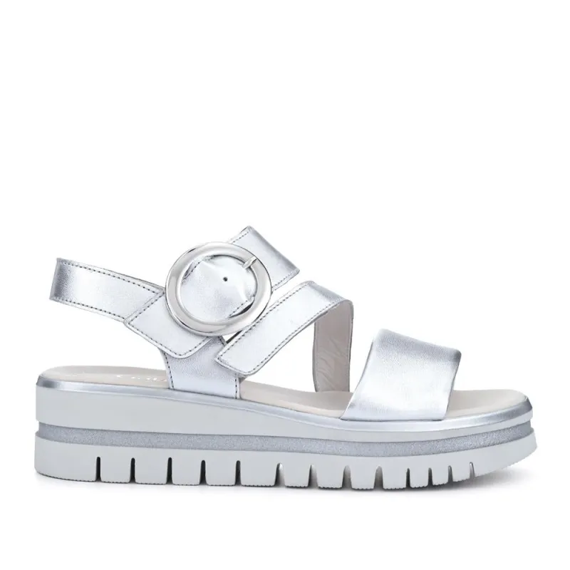 Amarillo Gabor Leather Chunky Buckled Sandals - GAB41510 / 326 995 - Metallic sold by Jones Bootmaker
