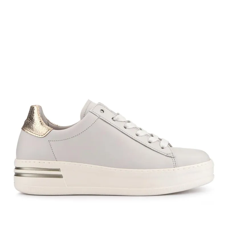 Keystone Gabor Leather Lace-Up Chunky Trainers - GAB41504 / 326 981 - White Metallic sold by Jones Bootmaker