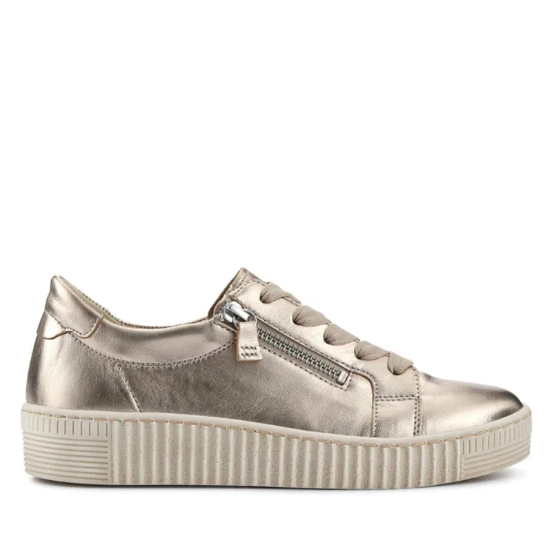 Wisdom Dual Zip Flatform Trainers - GAB31501 / 317 499 - Metallic Beige sold by Jones Bootmaker