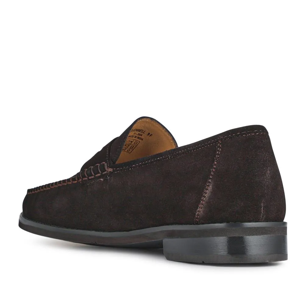 Quennell Leather Penny Loafers - QUENNELL / 326 786 - Dark Brown Suede sold by Jones Bootmaker product image thumbnail 3