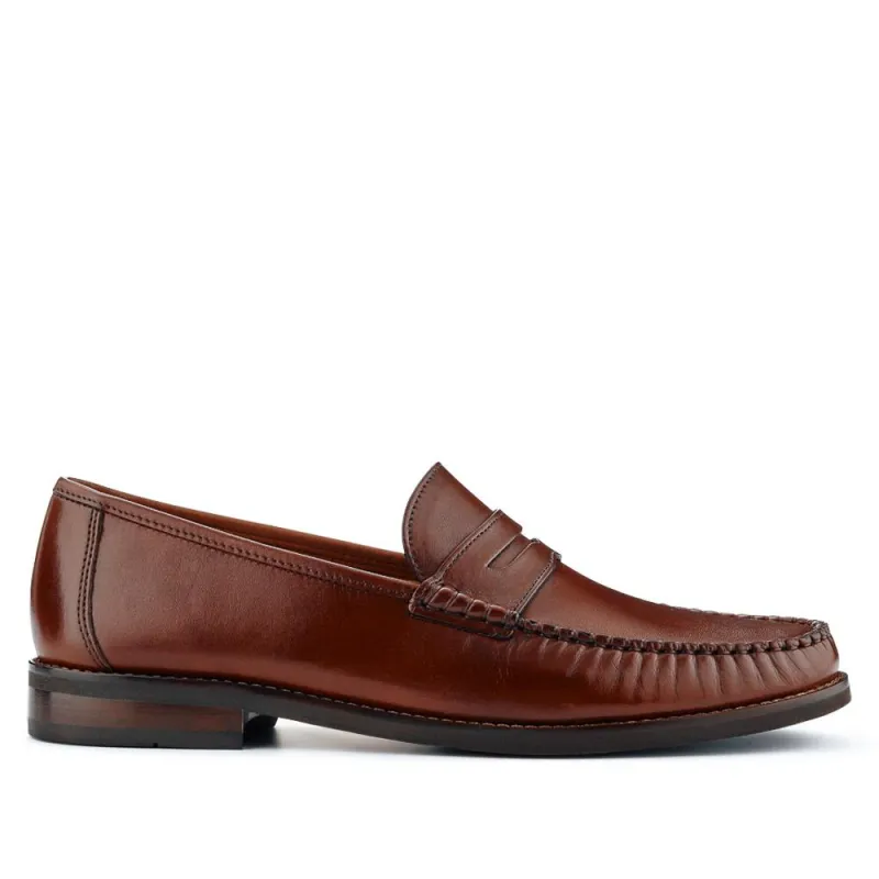 Quennell Leather Penny Loafers - QUENNELL / 326 786 - Chestnut sold by Jones Bootmaker