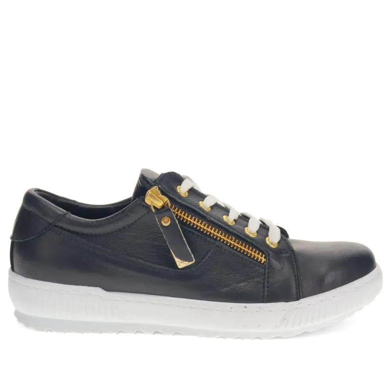 Padova Leather Lace-Up Trainers - PADOVA / 320 235 - Black sold by Jones Bootmaker