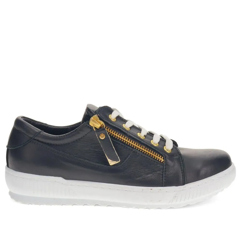 Padova Leather Lace-Up Trainers - PADOVA / 320 235 - Black sold by Jones Bootmaker