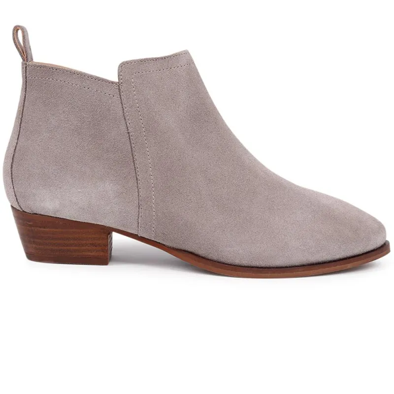 Florie Heeled Leather Ankle Boots - FLORIE / 324 290 - Grey sold by Jones Bootmaker