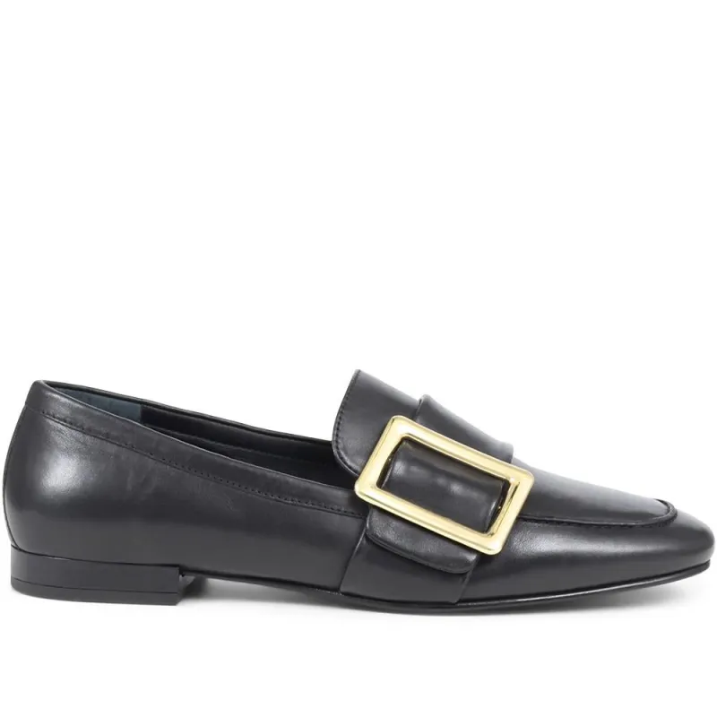 Stefania Leather Slip-On Shoes - STEFANIA / 324 557 - Black sold by Jones Bootmaker
