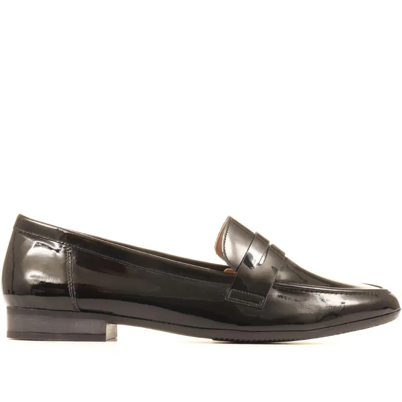 Carmela Leather Penny Loafers - CARMELA / 321 988 - Black Patent sold by Jones Bootmaker