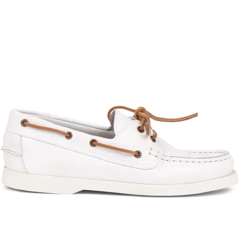 Patrizia Leather Boat Shoes - PATRIZIA / 322 369 - White sold by Jones Bootmaker