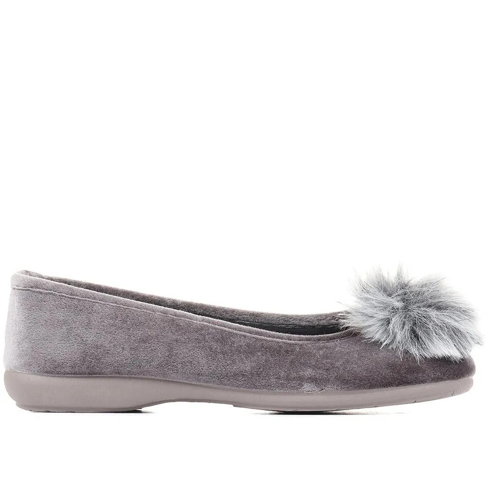 Erika Pom Pom Slippers - ERIKA / 322 776 - Grey sold by Jones Bootmaker