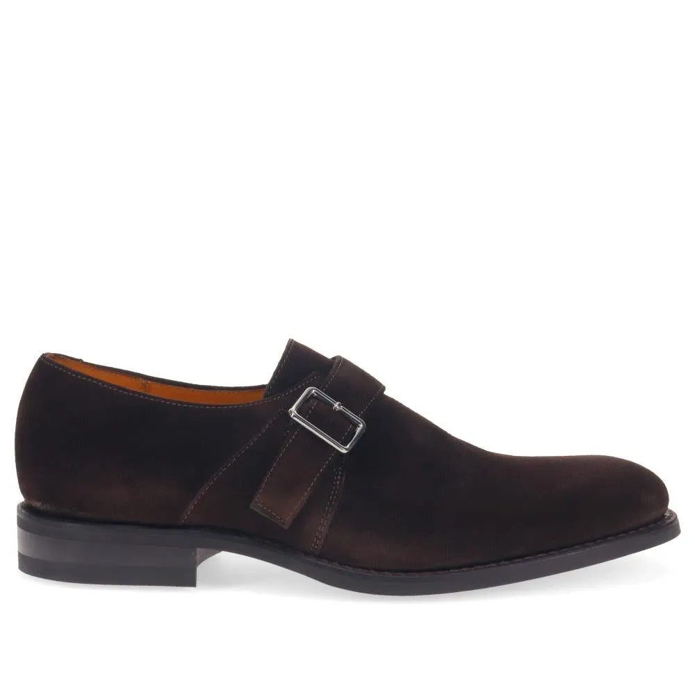 Loake Wide Fit Smart Leather Buckled Shoes - LOA39502 / 326 578 - Dark Brown Suede sold by Jones Bootmaker