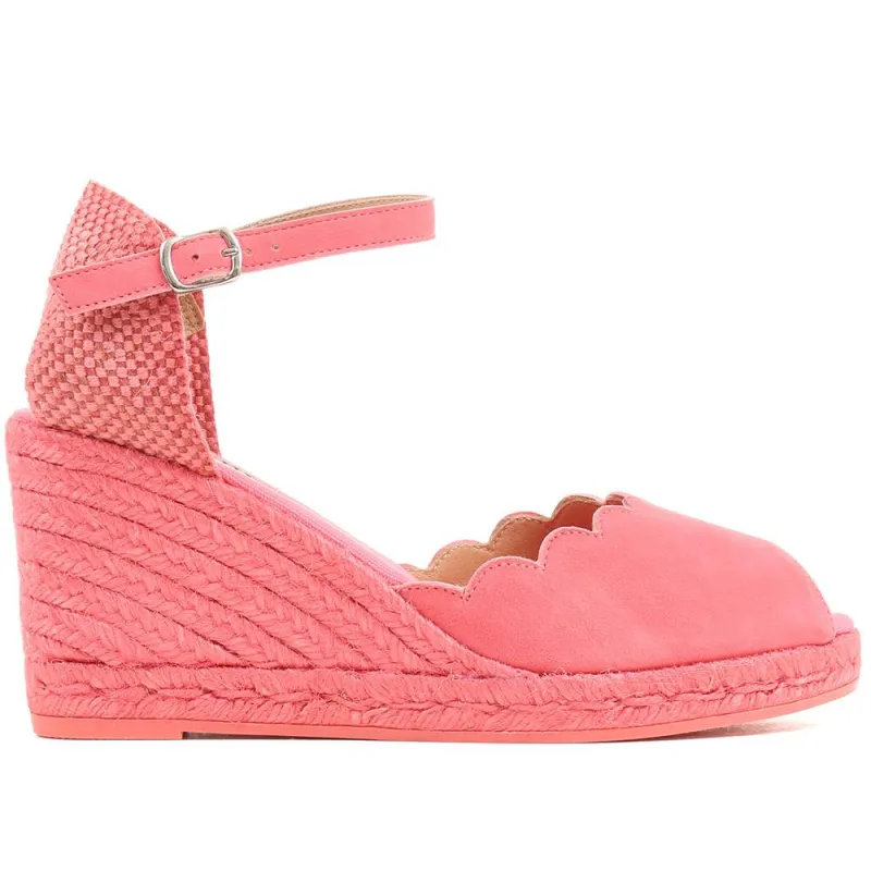 Alejandra Espadrille Wedge Sandals - ALEJANDRA / 322 055 - Coral sold by Jones Bootmaker