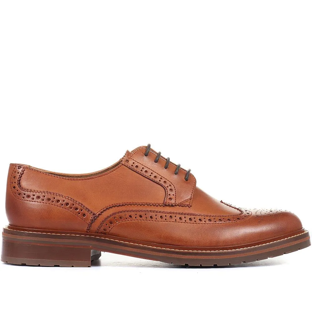 Kingsbay Men's Leather Brogues - KINGSBAY / 320 142 - Tan sold by Jones Bootmaker