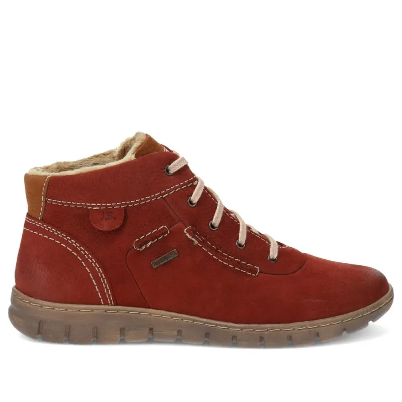 Leather Faux-Fur-Lined Ankle Boots - JOSEF40510 / 326 495 - Bordeaux sold by Jones Bootmaker