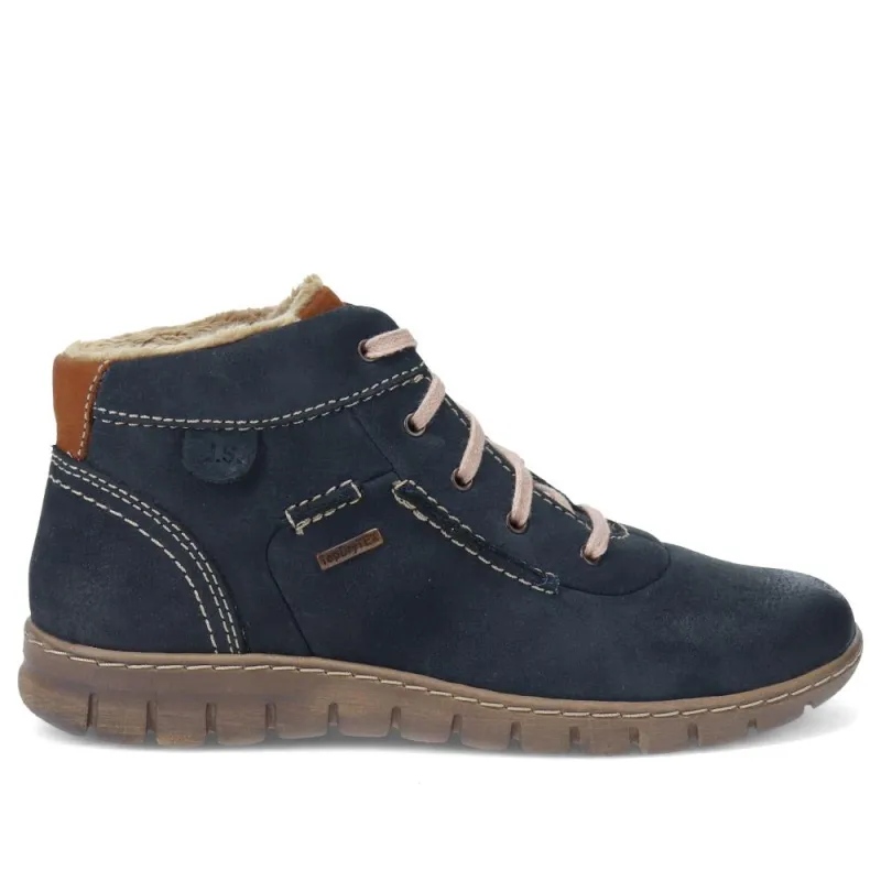 Leather Faux-Fur-Lined Ankle Boots - JOSEF40510 / 326 495 - Navy sold by Jones Bootmaker