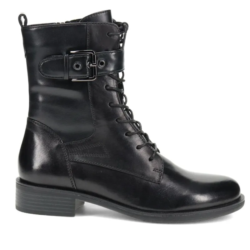 Buckle-Detailed Lace-Up Ankle Boots - SINO40504 / 326 461 - Black sold by Jones Bootmaker
