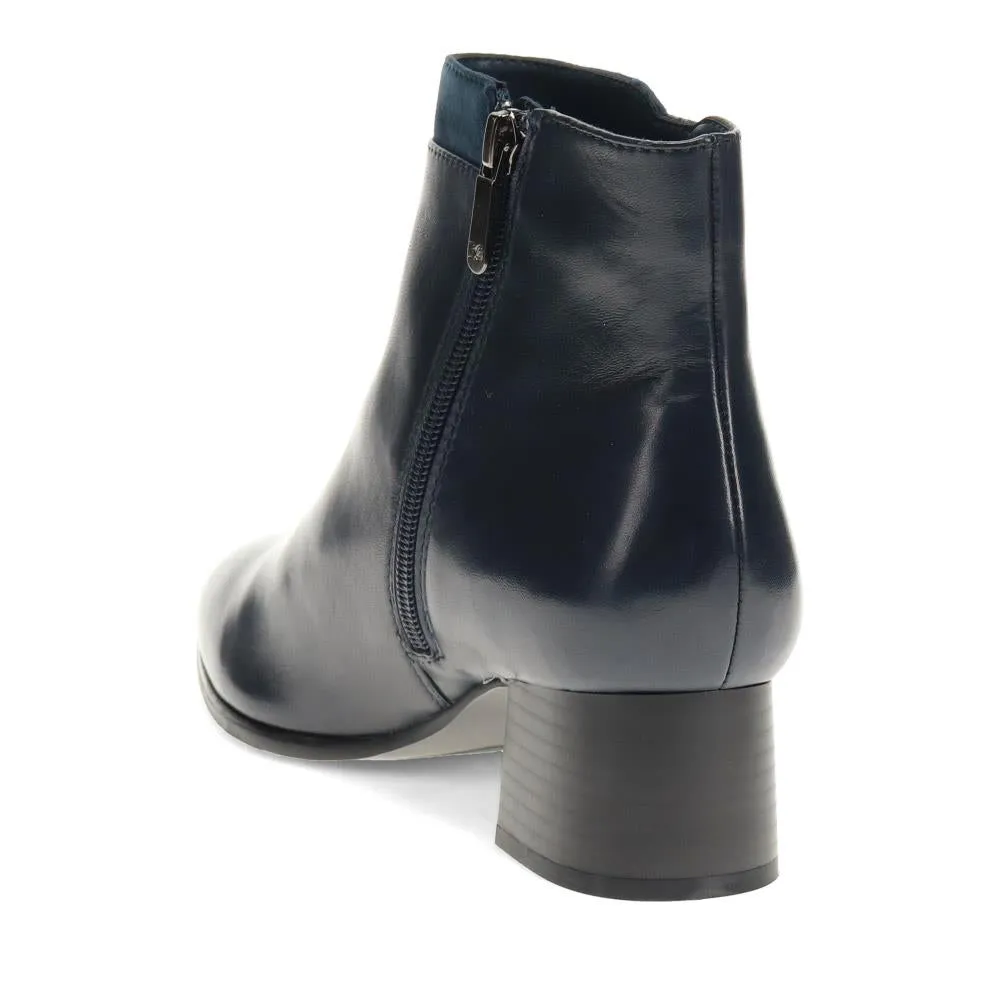 Leather Block Heel Ankle Boots - SINO40510 / 326 263 - Navy sold by Jones Bootmaker product image thumbnail 3
