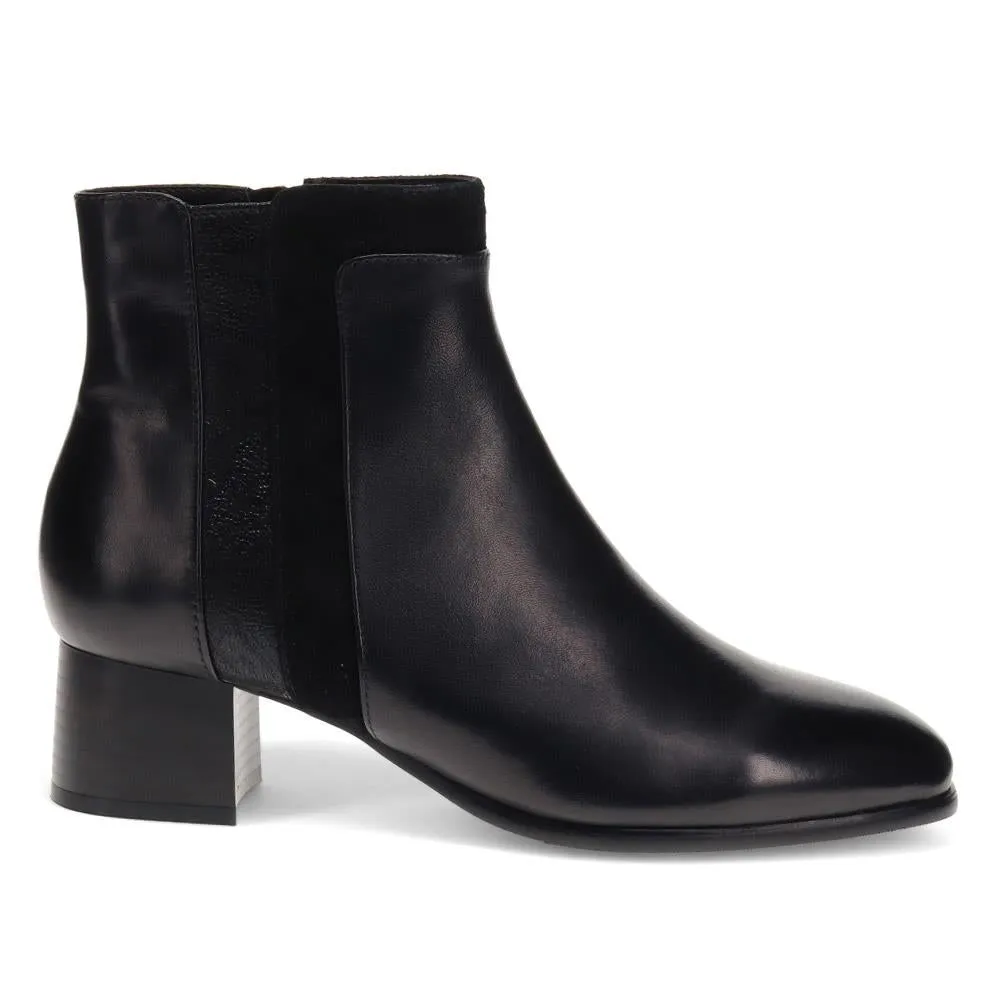 Leather Block Heel Ankle Boots - SINO40510 / 326 263 - Black sold by Jones Bootmaker